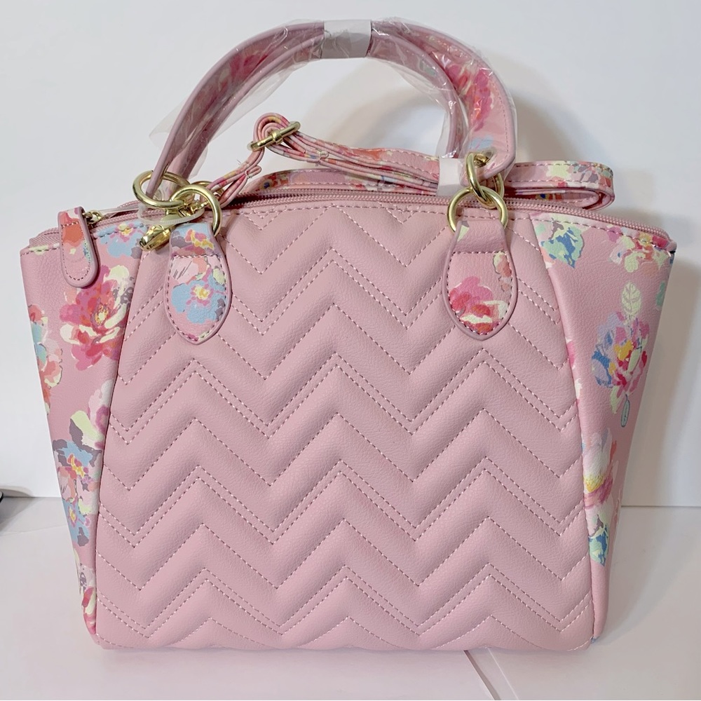 (SOLD)Betsey Johnson crossbody pink floral crescent shape - Picture 3 of 9